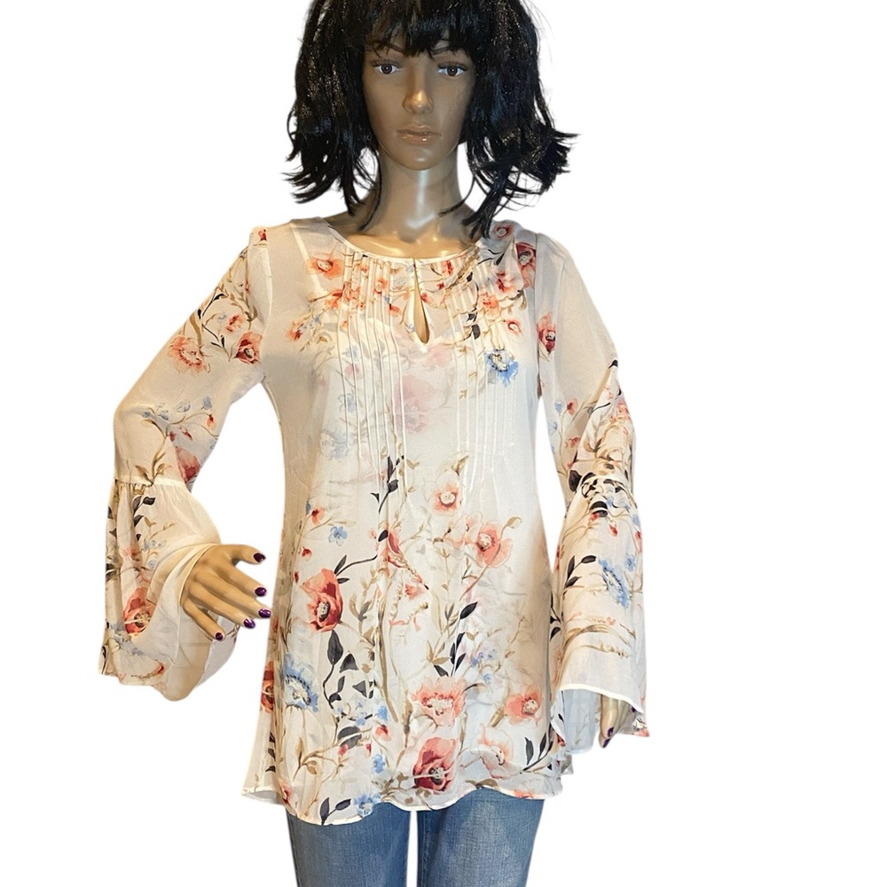 White House Black Market WHBM 2-Piece Floral Print Mimosa Blouse Size 4 EUC
